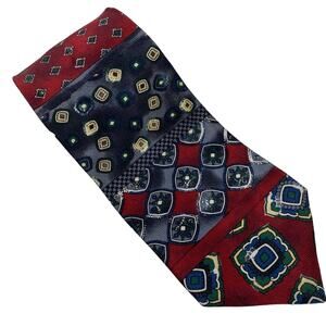 Oscar De La Renta 100% silk tie red and grey